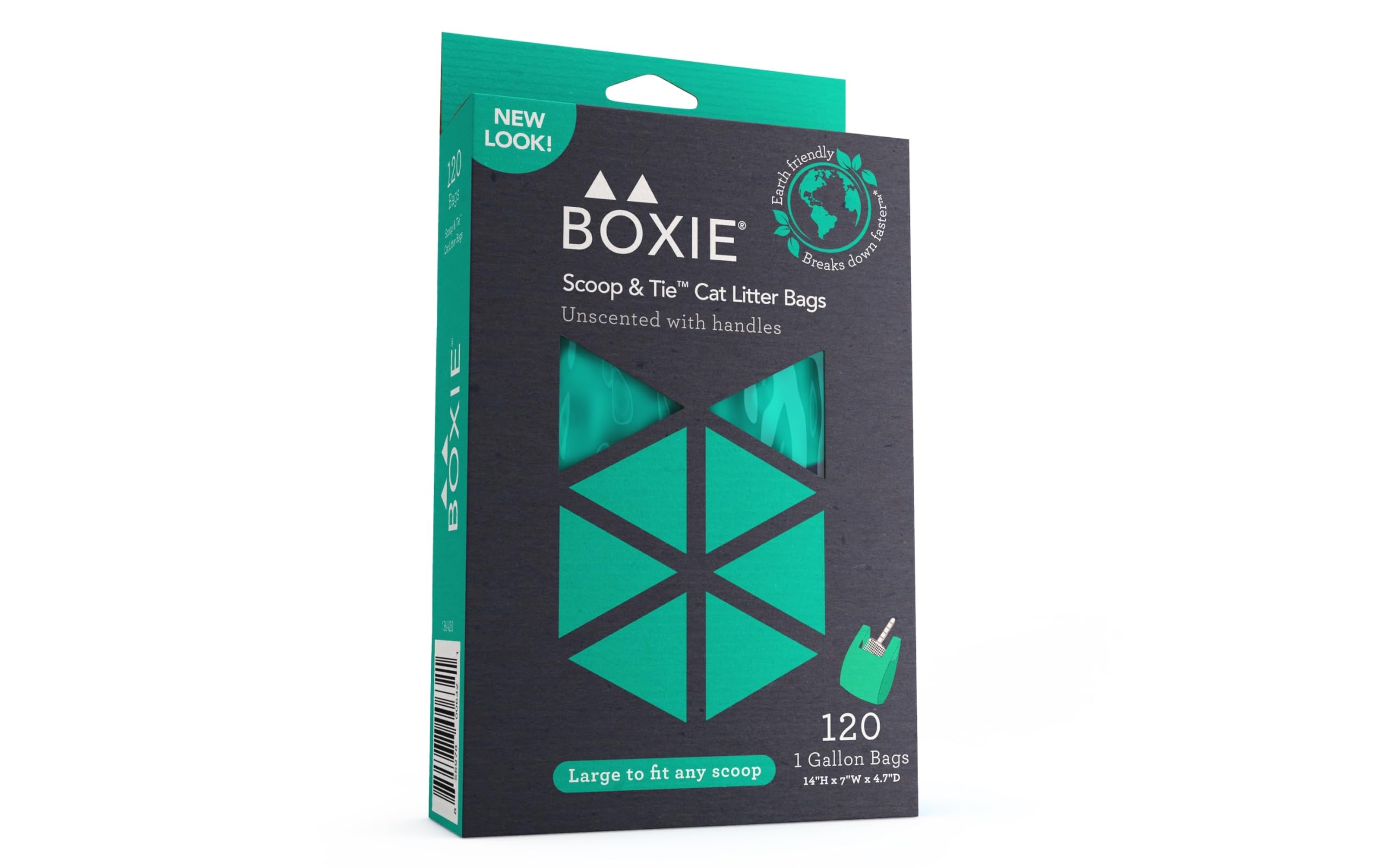 Boxie Sustainable Scoop & Tie Pet Waste Bags, 120 Count, Leak-Proof, Easy-to-Tie Handles, Eco-Friendly, Odor Control, EPI Technology, Durable for Cat Litter & Dog Waste