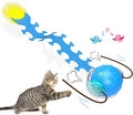 Giociv Interactive Cat Toys Ball for Indoor Cats Fast Rolling on Carpet, Chirping & Motion Activate Cat Toys (Blue Centipede)