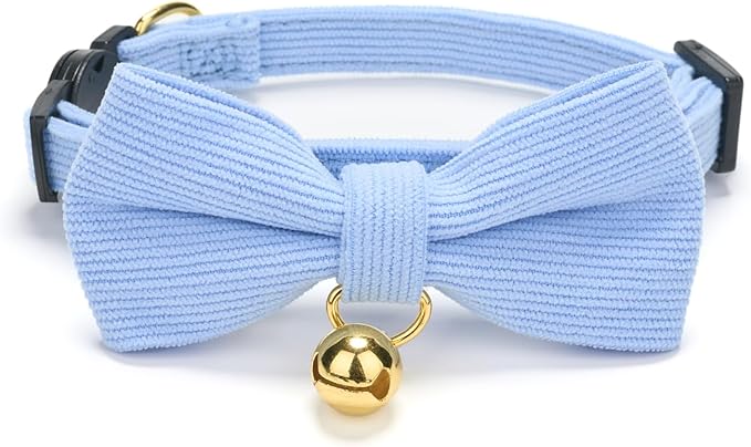 Petiry 2 Pack Cotton Cat Collar, Removable Bowtie, Floral Pattern, Safety Breakaway Clasp, Adjustable for Cats.(Adult Cat