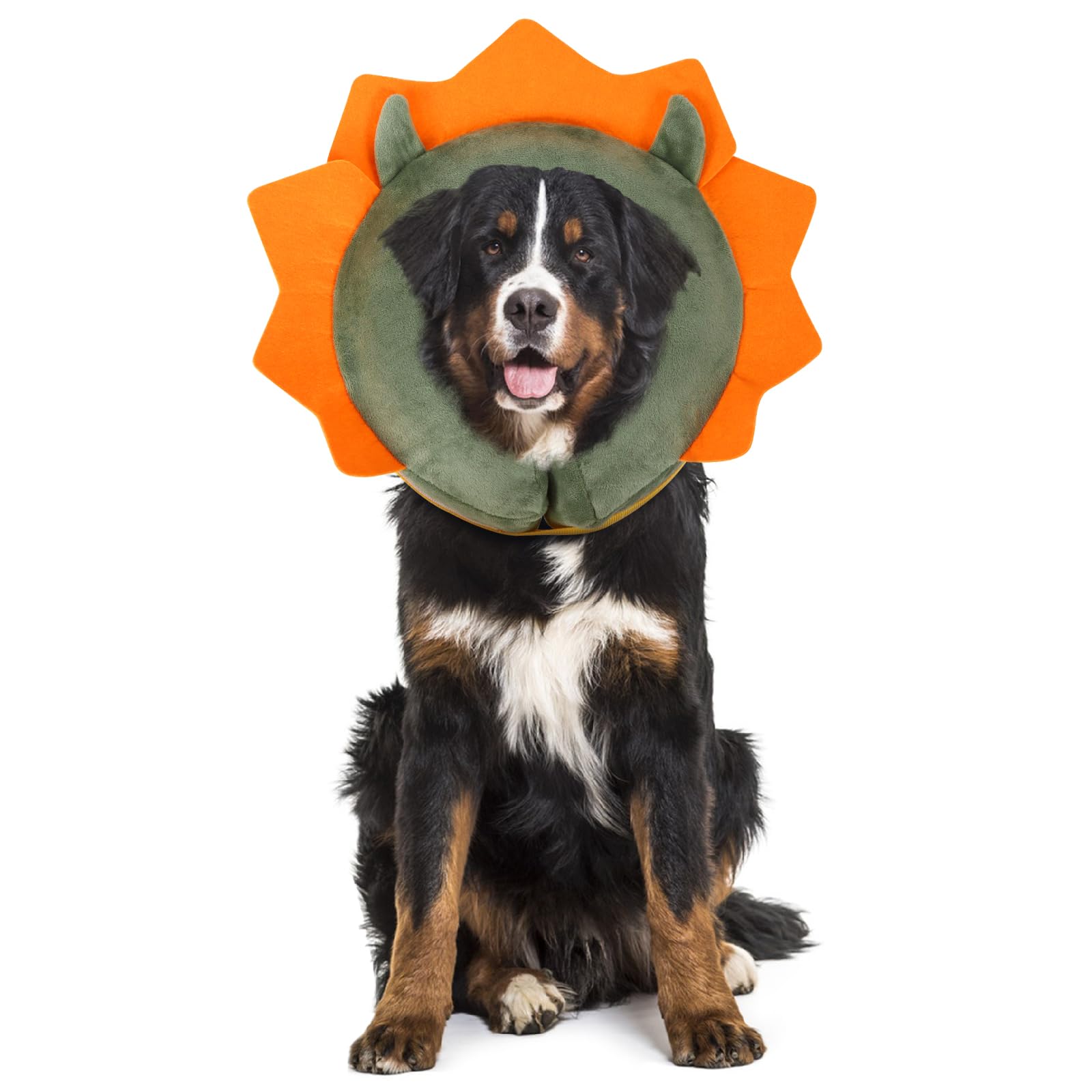 IEUUMLER Inflatable Recovery Dog Collar, Protective Donut Cone, Adjustable Soft Collar for Dog and Cat After Surgery Prevent from Biting & Scratching EU002 - Green Demon M