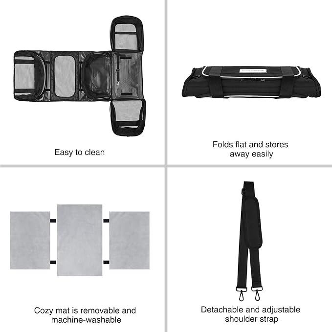 MASKEYON TSA Airline Approved Large Pet Travel Carrier,4 Sides Expandable with 2 Mesh Pockets,3 Entry, Soft Sided Collapsible Dog Carrier for 2 Cats,Kittens,Puppies,Dog, X-Large, Black & White
