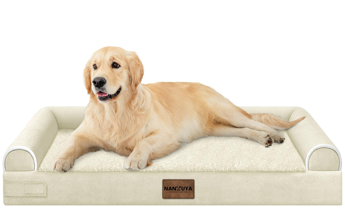 NANUYA Orthopedic Dog Bed for Jumbo Dogs, 48 x 33 Inch, Light Grey
