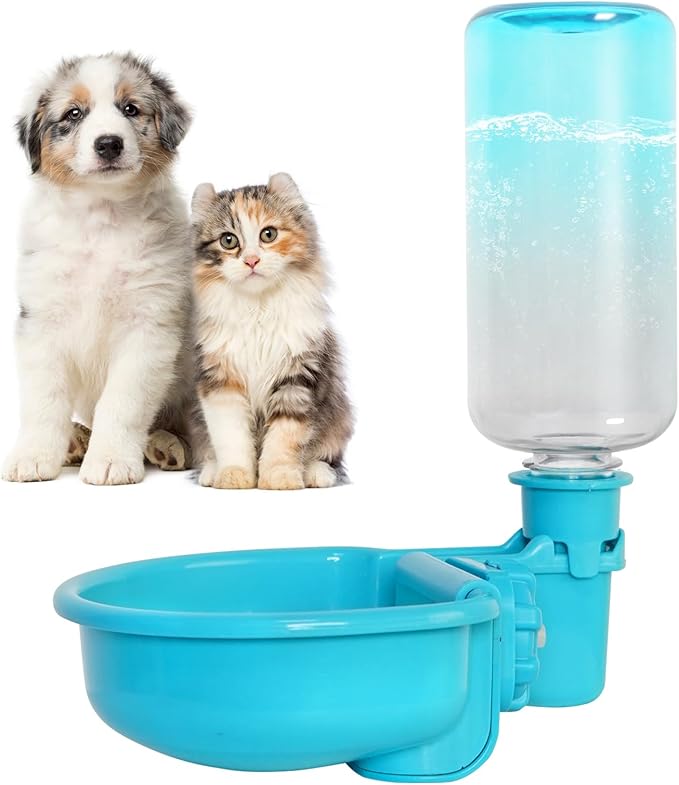 VANNON Gravity Pet Water Bowl, 16oz Anti-Splash Crate Dispenser