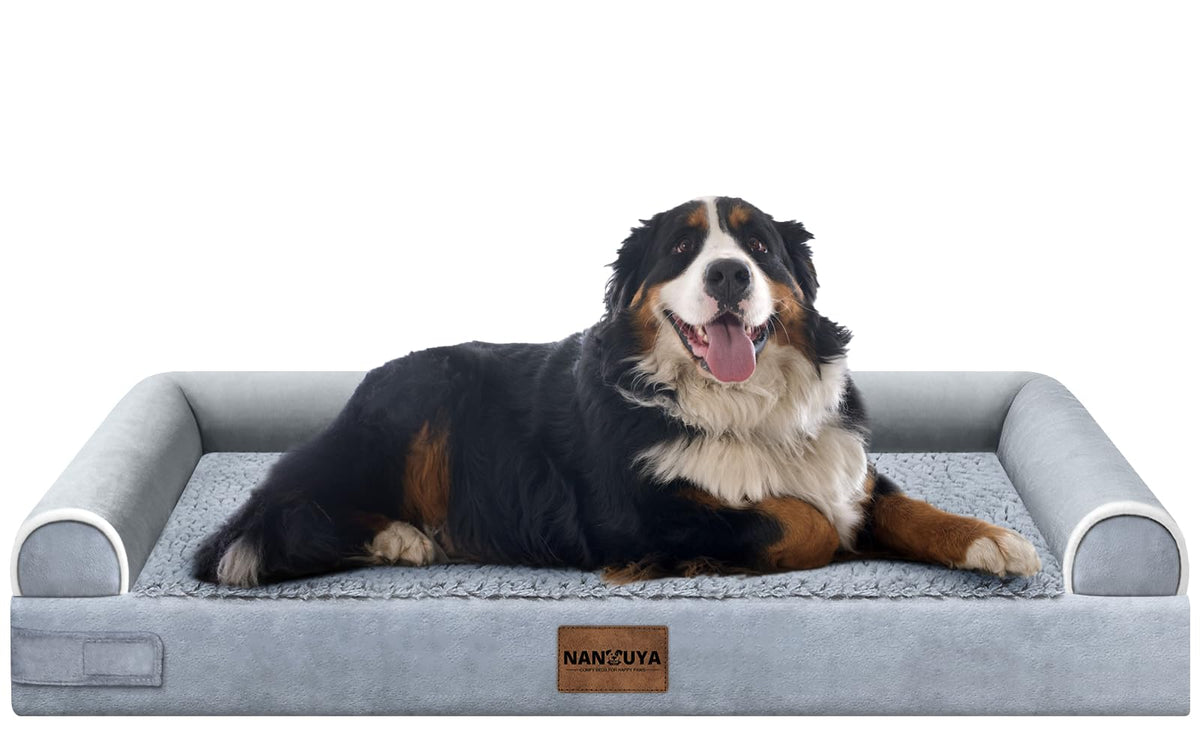 NANUYA Orthopedic Dog Bed for Jumbo Dogs, 48 x 33 Inch, Light Grey