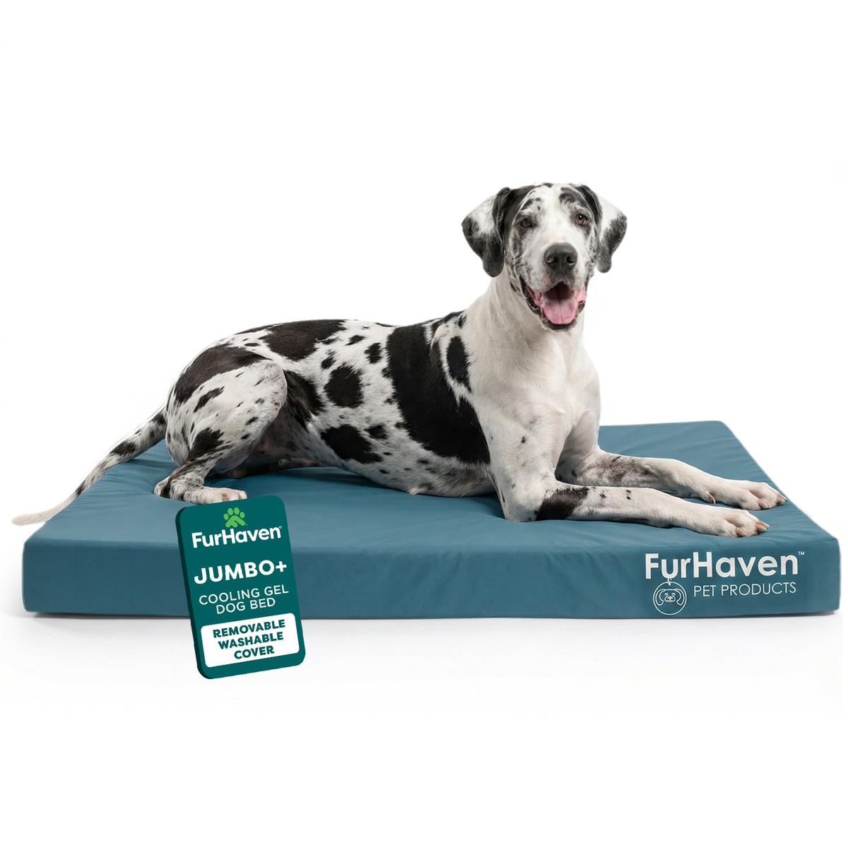 Furhaven Water-Resistant Orthopedic Dog Bed for Large Dogs w/ Removable Washable Cover, For Dogs Up to 125 lbs - Indoor/Outdoor Logo Print Oxford Polycanvas Mattress - Stone Gray, Jumbo Plus/XXL