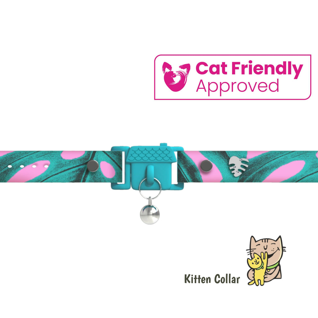Kittyrama Botanicals Monstera Kitten Collar. Award Winning. Hypoallergenic, Quick Release Breakaway, Comfy & Soft. Vet Approved. Other Styles Available