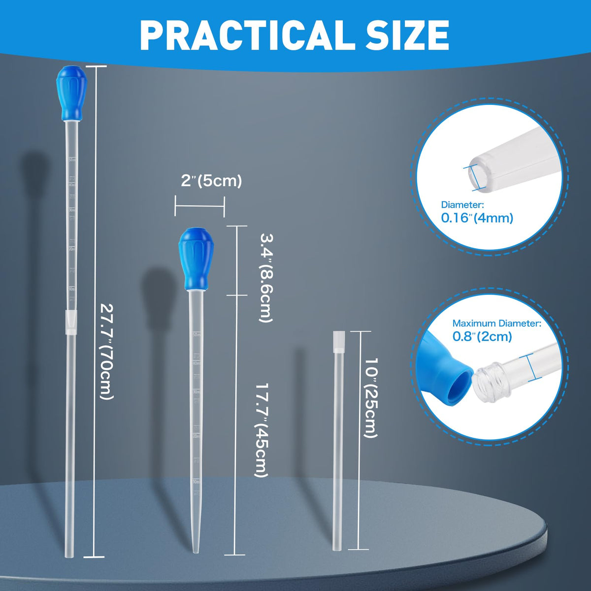 Depeew 27.7IN Extra Long Turkey Baster for Aquarium, Blue, 50ml