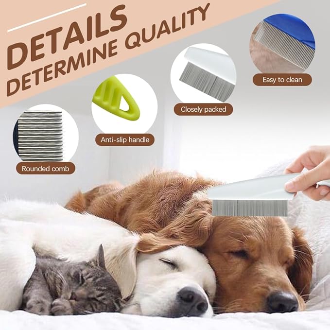 2 Pack Multifunctional Pet Comb, Upgrade Pet Grooming Brush Magic Tear Stain Removal Fine Tooth Stainless Massage Comb Kit for Puppies and Dogs (Purple)