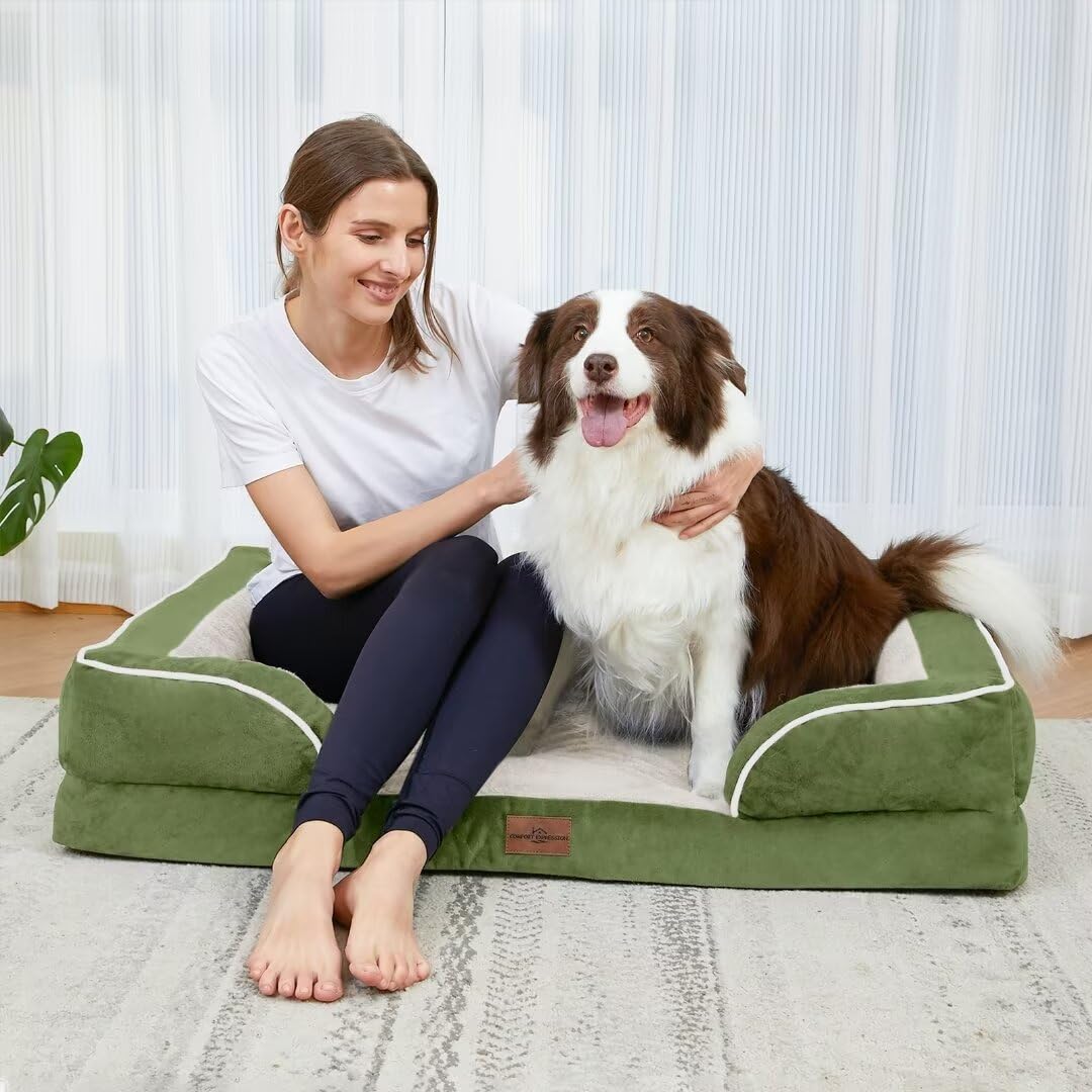 Comfort Expression Orthopedic Dog Bed for Extra Large Dogs with Bolster