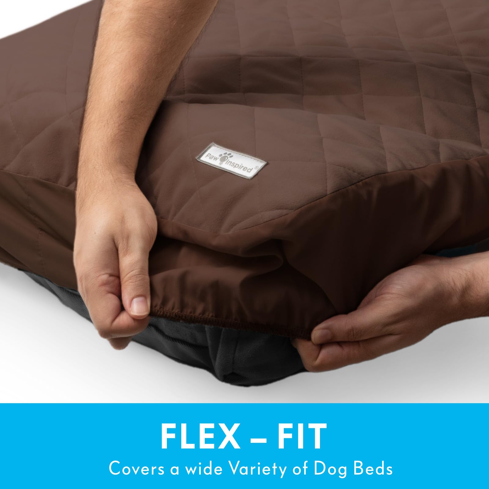 Paw Inspired Waterproof Fitted Dog Bed Cover, Dark Brown, 44x35x6 Inch