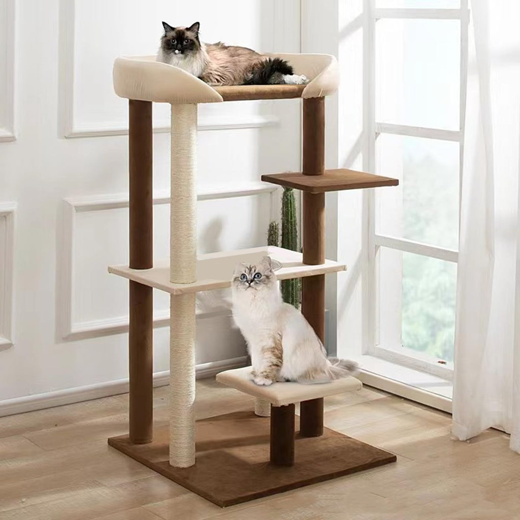 SHENGOCASE Modern Cat Tree Tower with Extra Large Platform Perch Bed for Maine Coon and Big Couch Sofa for Multiple Cats