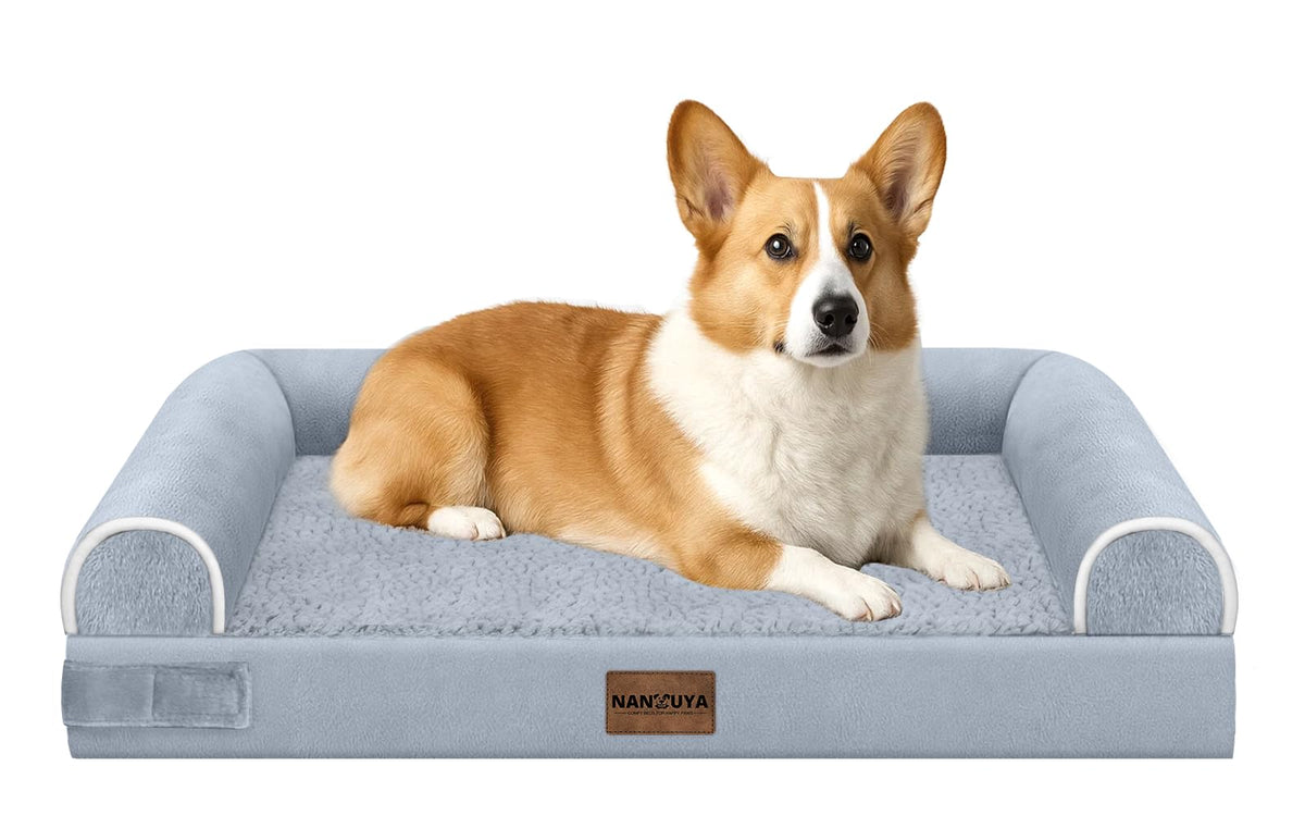 NANUYA Orthopedic Dog Bed for Jumbo Dogs, 48 x 33 Inch, Light Grey