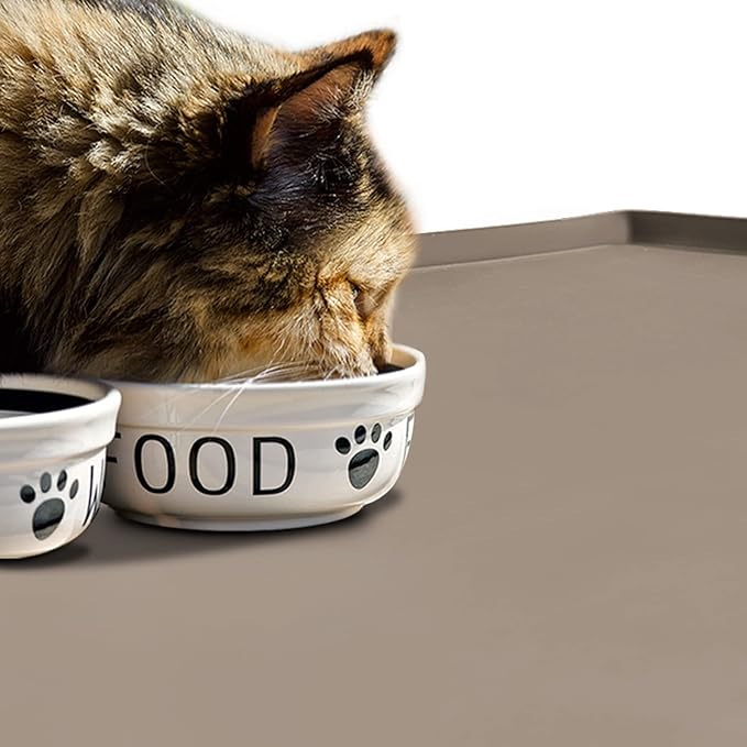 Dog Food Mat,Silicone Waterproof Food Tray,Non Slip Pet Bowl Mats Placemat,1" Raised Edge,Suitable for Most Small and Medium Sized Pets,32" x 24"