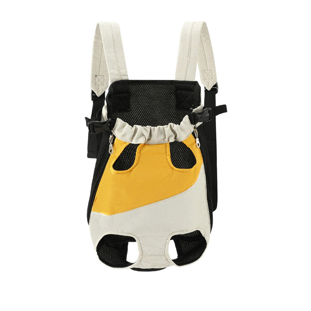 Lightweight Pet Backpack Carrier for Small Dogs & Cats - Easy-Fit Adjustable Straps, Basic Legs-Out Design, Durable for Daily Use (Fits Pets Under 15lb) (Yellow-White Color-Blocked, Large)