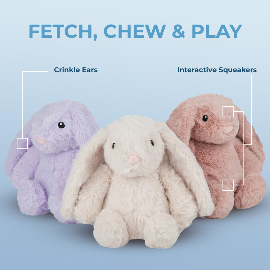 Best Pet Supplies Squeaky Dog Toys with Soft Durable Fabric for Small, Medium and Large Pets Interactive Toy for Indoor Play, Supports Active Biting and Play - Bunny (Purple), Small
