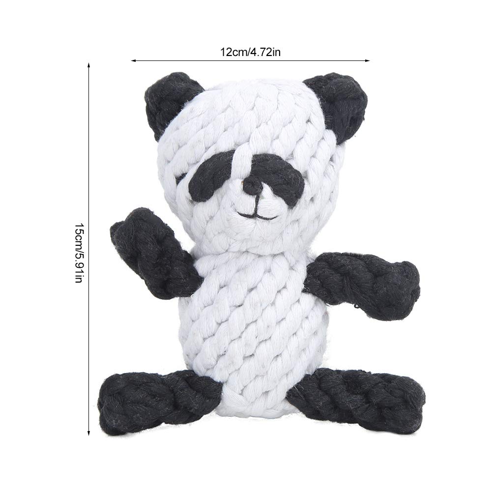 ZAICOLER Pet Cotton Rope Biting Chewing Molar Toy, Cartoon Animal Shape & Pure Manual Weaving, Dog Rope Toys with Strong and Hard, Grind and Clean Teeth, Relieve Pressure (Panda)
