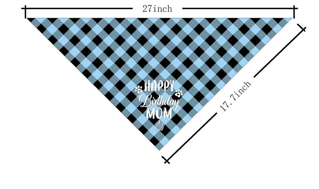 Dog Bandana for Happy Birthday Mom - Classical Plaid Printing Scarf Accessories, Pet Gift for Mom's Birthday Party (L16)