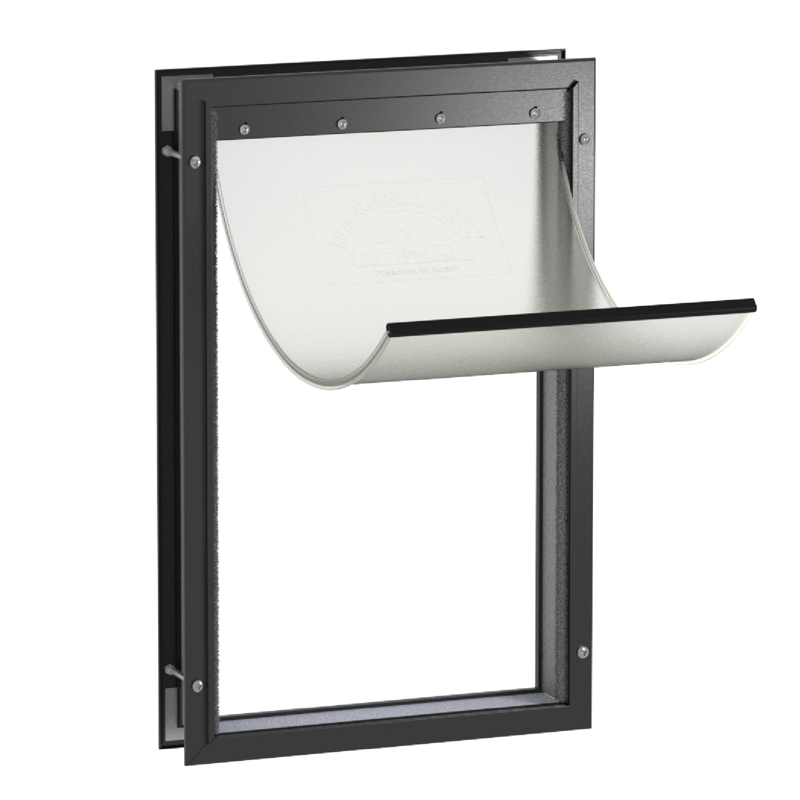 Hakuna Pets Deluxe Aluminum Pet, Cat and Dog Door with 2-Way Locking Panel for Screens, Doors and Walls up to 2.8" Thick, X-Large, Black