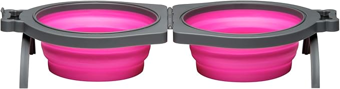Loving Pets Bella Roma Collapsible Dog Bowls - Silicone Dog Bowls, Foldable Bowl, Puppy Essentials & Hiking Pet Supplies Great for Home & Travel (Pink