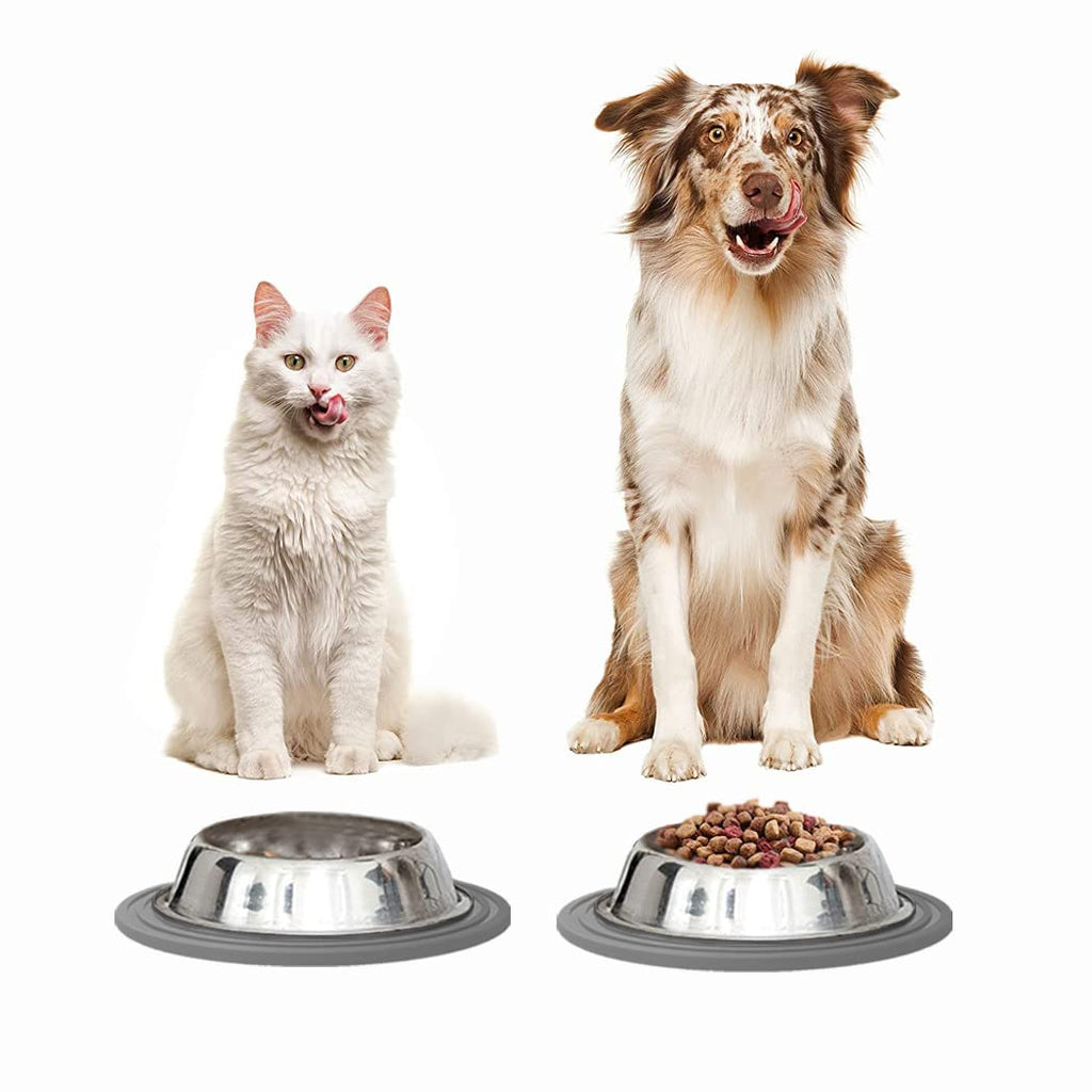 Metopets 2 PCS Small Pet Food Mat for Cat and Dog, Grey 9.5"x9.5"