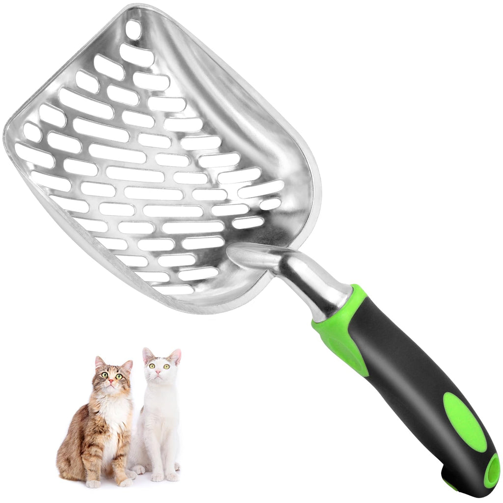 Apidgrowth Cat Litter Scoop-Metal Cat Scooper-Long Handle Scoop,Cat Scooper-Poop Sifting-Mesh Shovel-Suitable for Cat Litter Box(Green)-Christmas