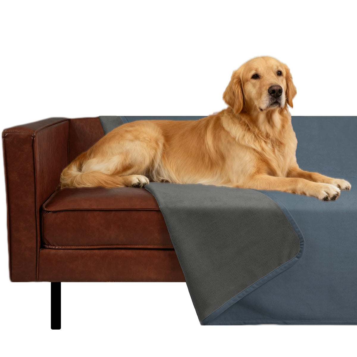 Ameritex Pet Bed Blanket Reversible 100% Waterproof Velvet Super Soft for Sofa and Bed (82x102 Inches, Light Grey+Beige)