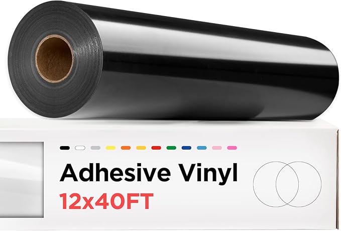 Sooez Black Permanent Vinyl - 12" x 40 FT Adhesive Roll