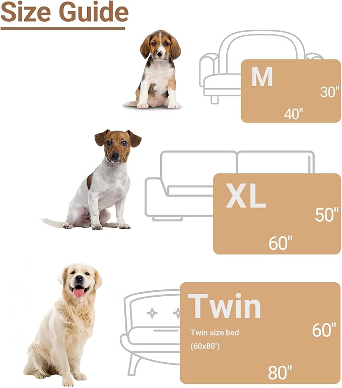 ZAKAPAWS Waterproof Dog Blanket for Medium Dogs - Reversible Washable Pet Blanket, Soft Sherpa Fleece Furniture Protector, Cat Throw Bed Couch, Cream, 30"x40"