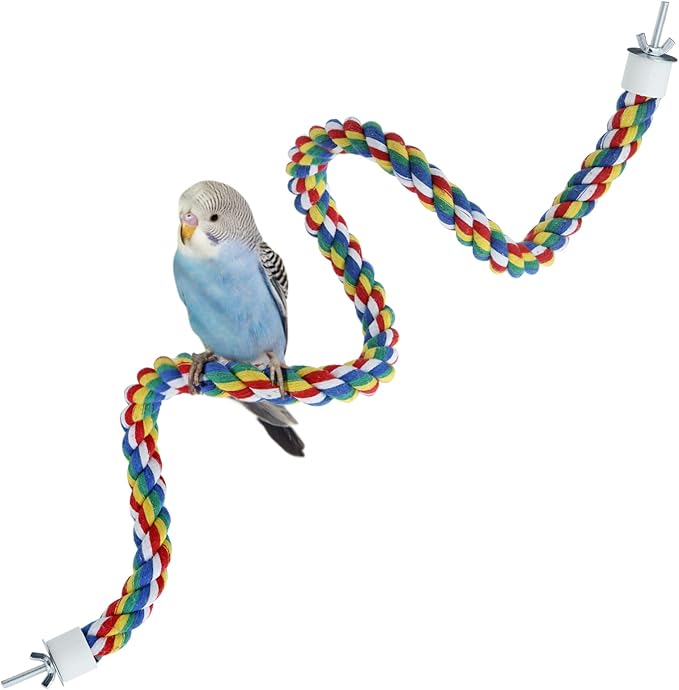 Mygeromon Bird Rope Perches Cage Climbing Accessories (41inch Metal nut)