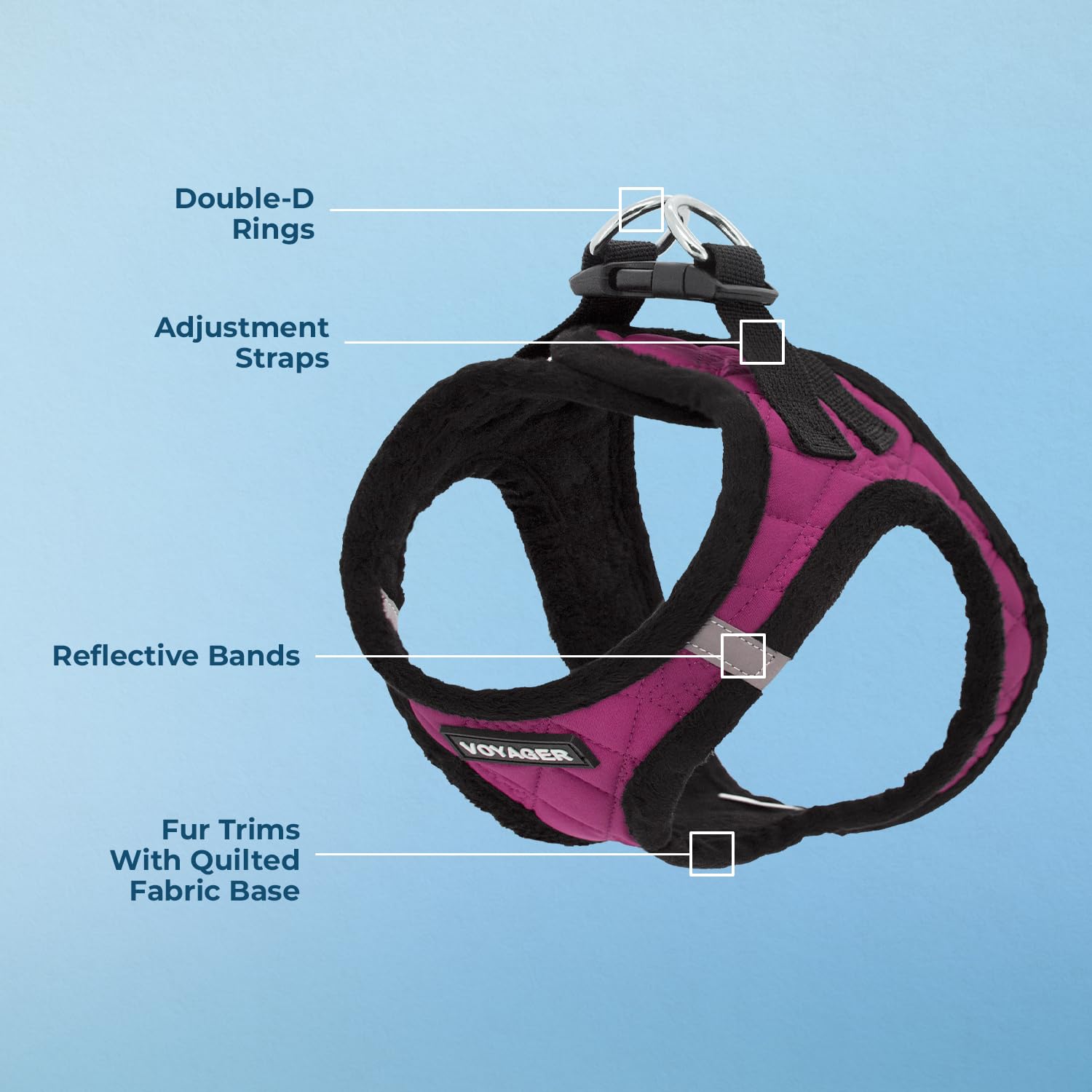 Best Pet Supplies - All Weather Plush, Reflective, No Pull Harness for Small, Medium Dogs, Cats - Secure with Hook & Loop Fastener, Buckle, Double D-Rings - Red Rose Plush, XL