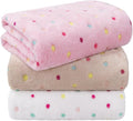 LINENLUX 1 Pack 3 Blankets Super Soft Fluffy Premium Fleece Dog Blankets for Puppy Cat Pet Blanket Flannel Throw Warm Sleep Polka Dot 31x20 inches