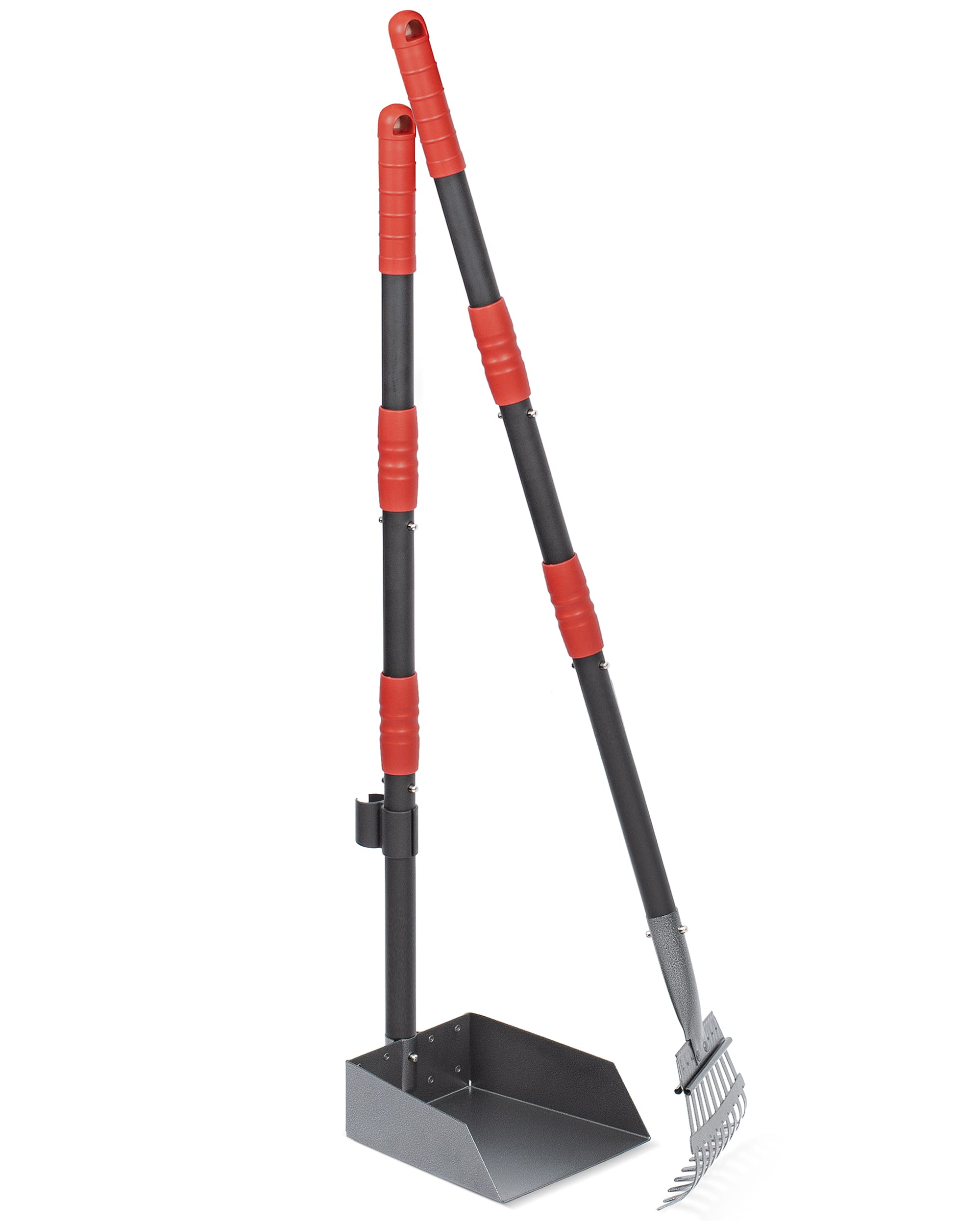 Dog Pooper Scooper, Dog Poop Tray and Rake Set with Long Stainless Handles