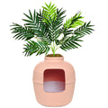 Good Pet Stuff Original Hidden Litter Box Planter, Decorative Cat Litter Enclosure, Carbon Filter, Faux Plant, Easy to Clean, Round Design, Removable Tray, Essentials Kit, Palm Plant, Blush Coral