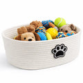 Woven Basket,Dog Toys Basket with Handle,Cute Cotton Gift Baskets Empty for Puppy Leash,Blanket Food, Accessories Pet and Household Storing