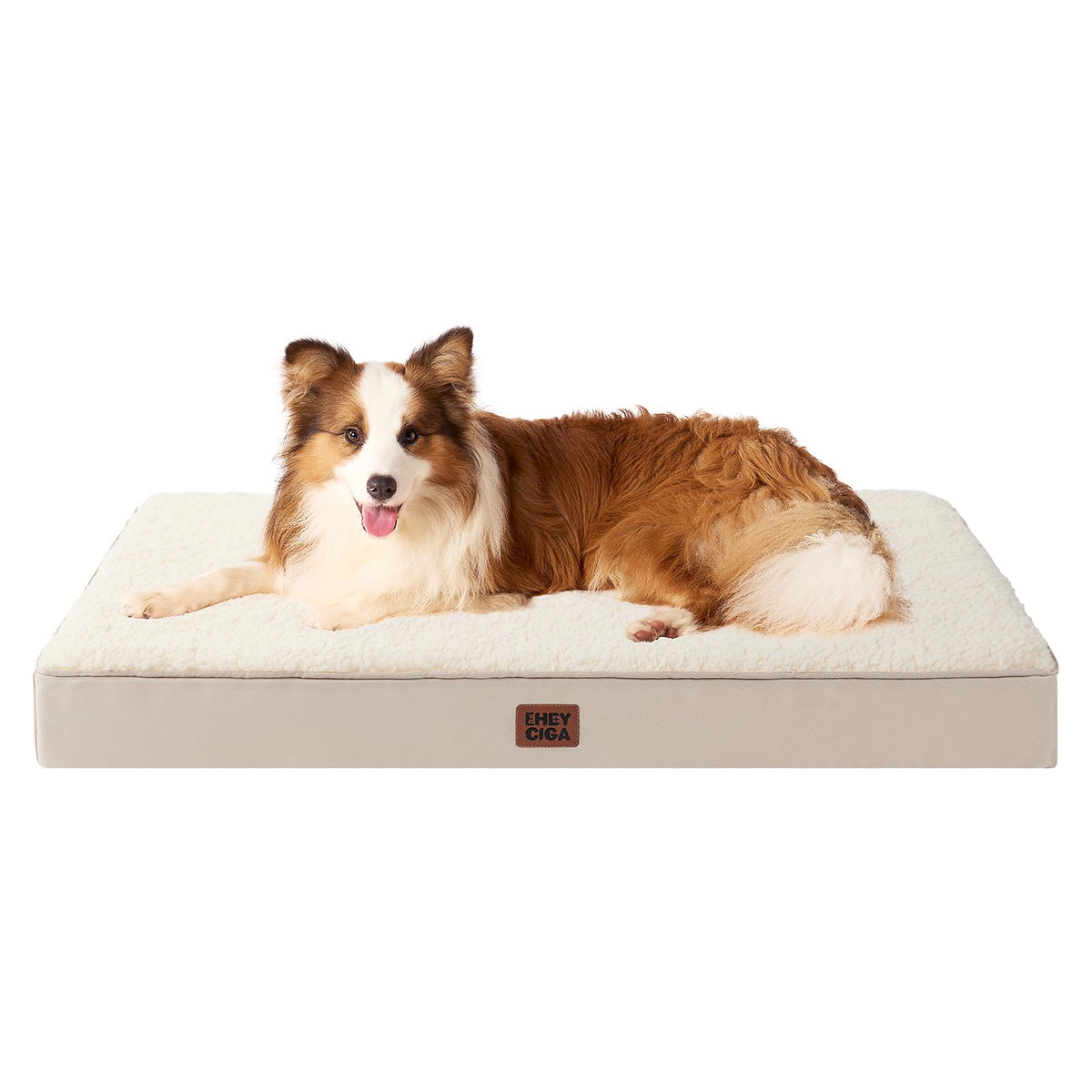 EHEYCIGA Orthopedic Dog Bed Large with Removable Washable Cover, 41IN Beige