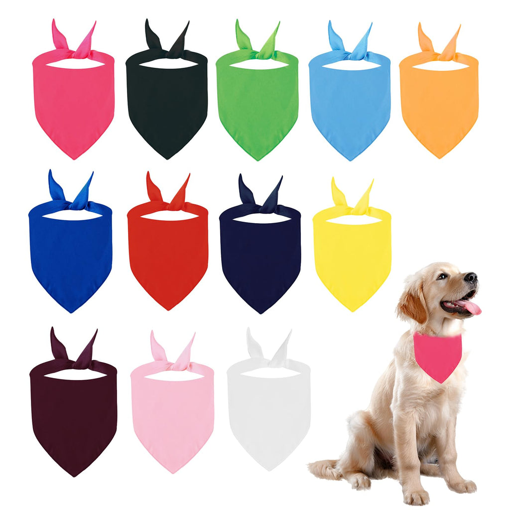 BRT Bearingshui Triangle Dog Bandana 12 Pack, Blank Dog Handkerchief Scarf, Adjustable Pet Puppy Plain Bandana(75 x 52 x 52 cm,Basic Color)