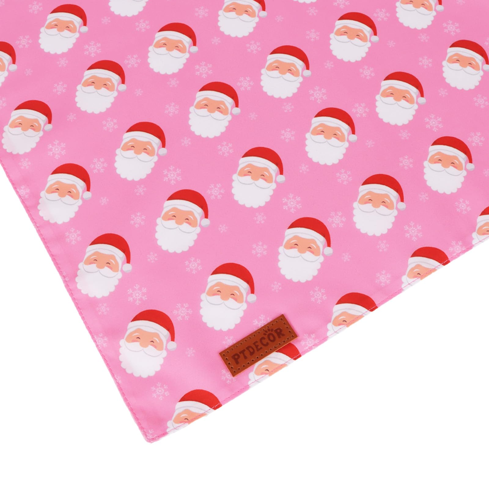 PTDECOR Pink Christmas Dog Bandana, Santa Snowman Pet Scarf, X-Large