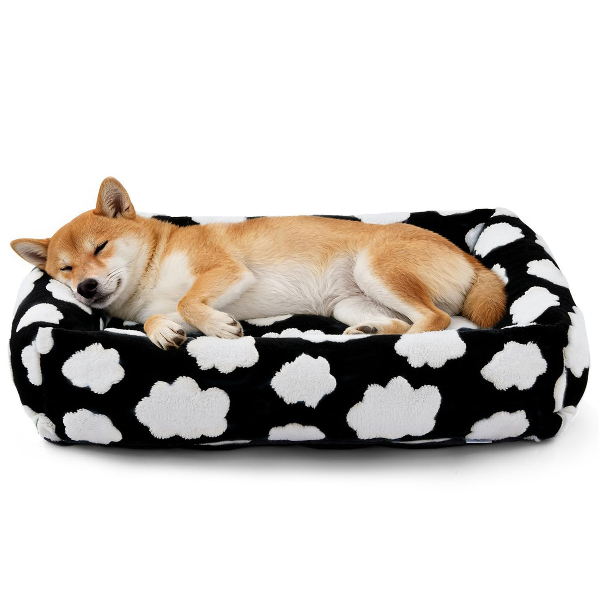JOEJOY XL Dog Beds Large Sized Dog, Removable Washable Cover Orthopedic Soft Faux Rabbit Fur Pet Bed, Anti-Slip Fluffy Plush Faux Rabbit Fur Puppy Bed, 42"x36"x9", Leopard Print, Grey