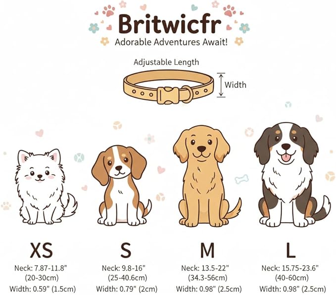 Britwicfr Dog Collars for Extra Small & Small Dogs, XS Dog Collar with Cute Ice Cream Print, Spring Summer Adjustable Puppy Collar with Adorable Charm and Quick Release Buckle, XS