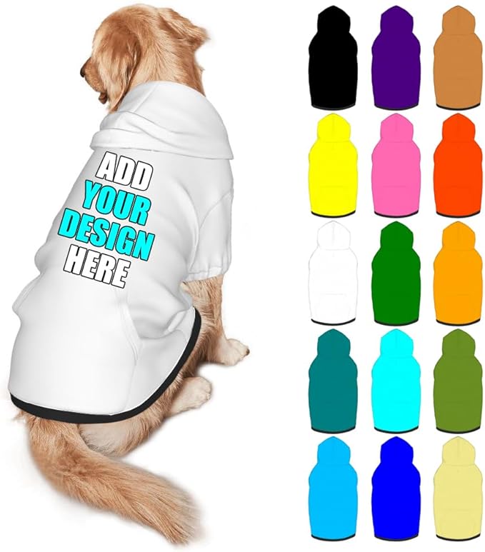 Personalized Dog Hoodie Customized with Name Photo Pet Warm Sweater Hoodie for Medium Large Dogs & Cat Puppy, White, S