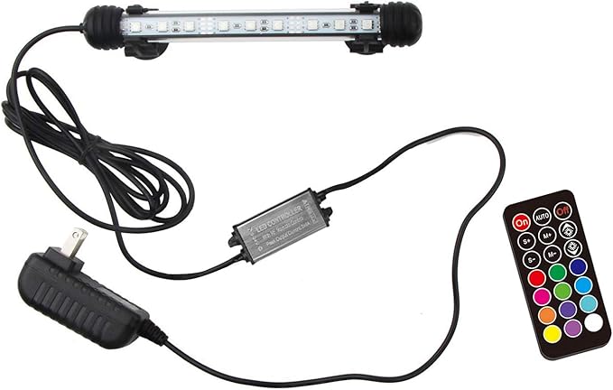 COVOART 15 inches LED Aquarium Light, 2.5W Fish Tank Light Underwater Light Submersible Crystal Glass Lights, 21 LED Beads 12 Colors 19 Modes Brightness Adjustable Memory Function IP68 Waterproof