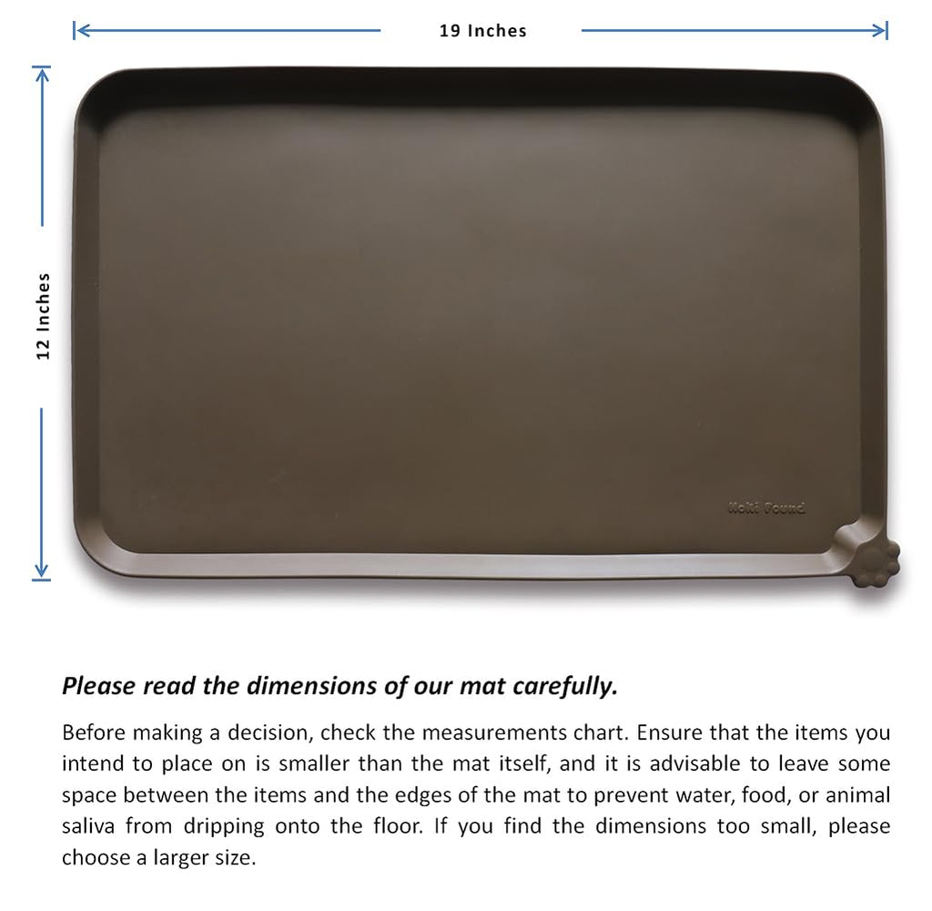 Hoki Found Silicone Pet Food Mats Tray - Non Slip Pet Dog Cat Bowl Mats Placemat - Dog Pet Cat Feeding Mat - Waterproof Dog Cat Food Mats -Pet Water Mats for Carpet - Coffee