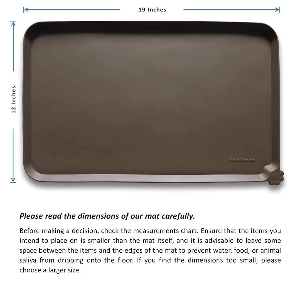 Hoki Found Silicone Pet Food Mats Tray - Non Slip Pet Dog Cat Bowl Mats Placemat - Dog Pet Cat Feeding Mat - Waterproof Dog Cat Food Mats -Pet Water Mats for Carpet - Coffee