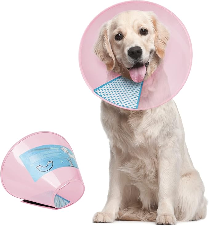 Supet Dog Cone Collar After Surgery to Stop Licking: Adjustable Recovery Elizabeth Collar Alternative for Large Medium Small Dogs, Plastic Pet Head Neck Cone (S)
