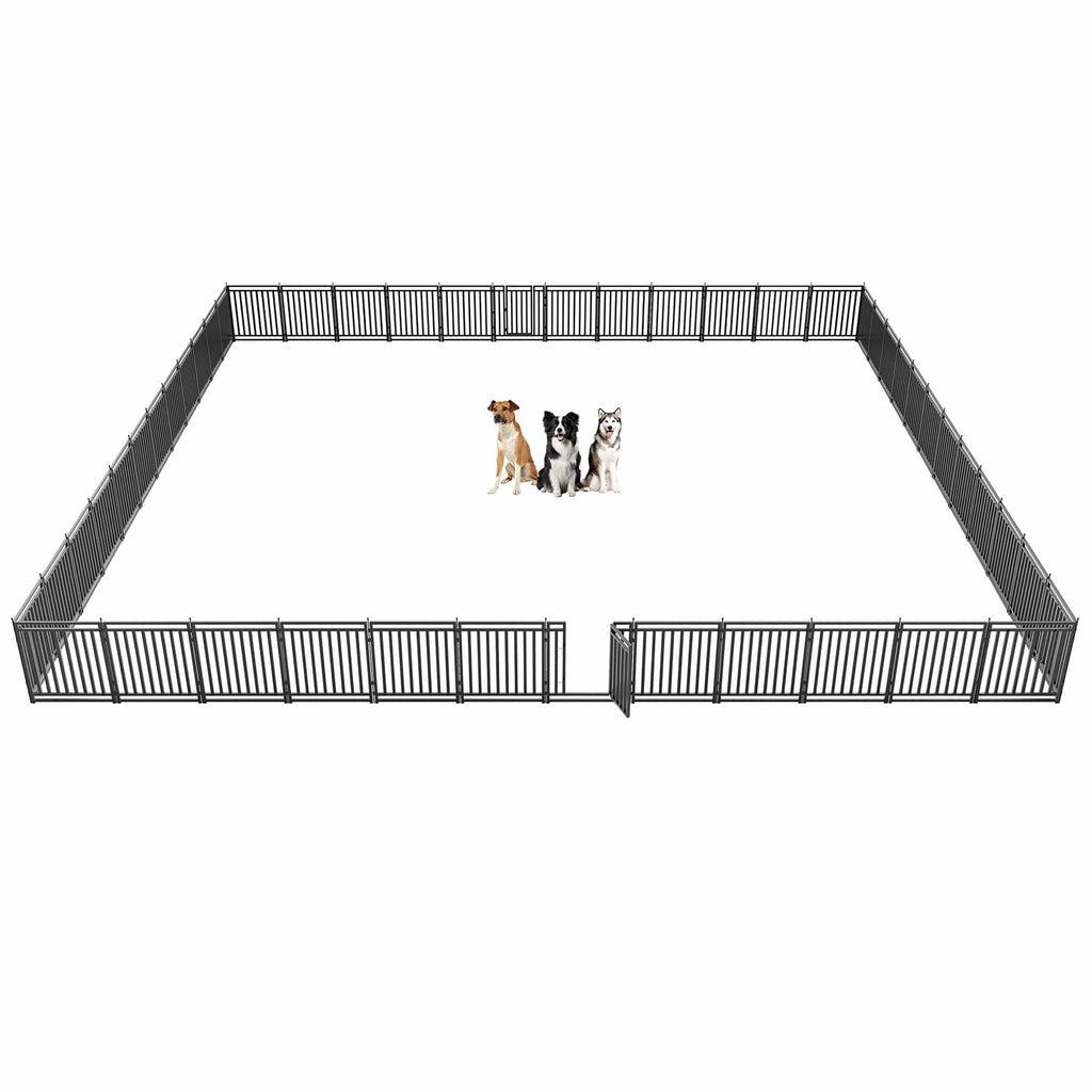 Petorldog Dog Playpen Metal Dog Fence Outdoor for Yard 32" Height 48 Panels Portable Dog Pen Pet Kennel for RV Camping(Black-Silver)