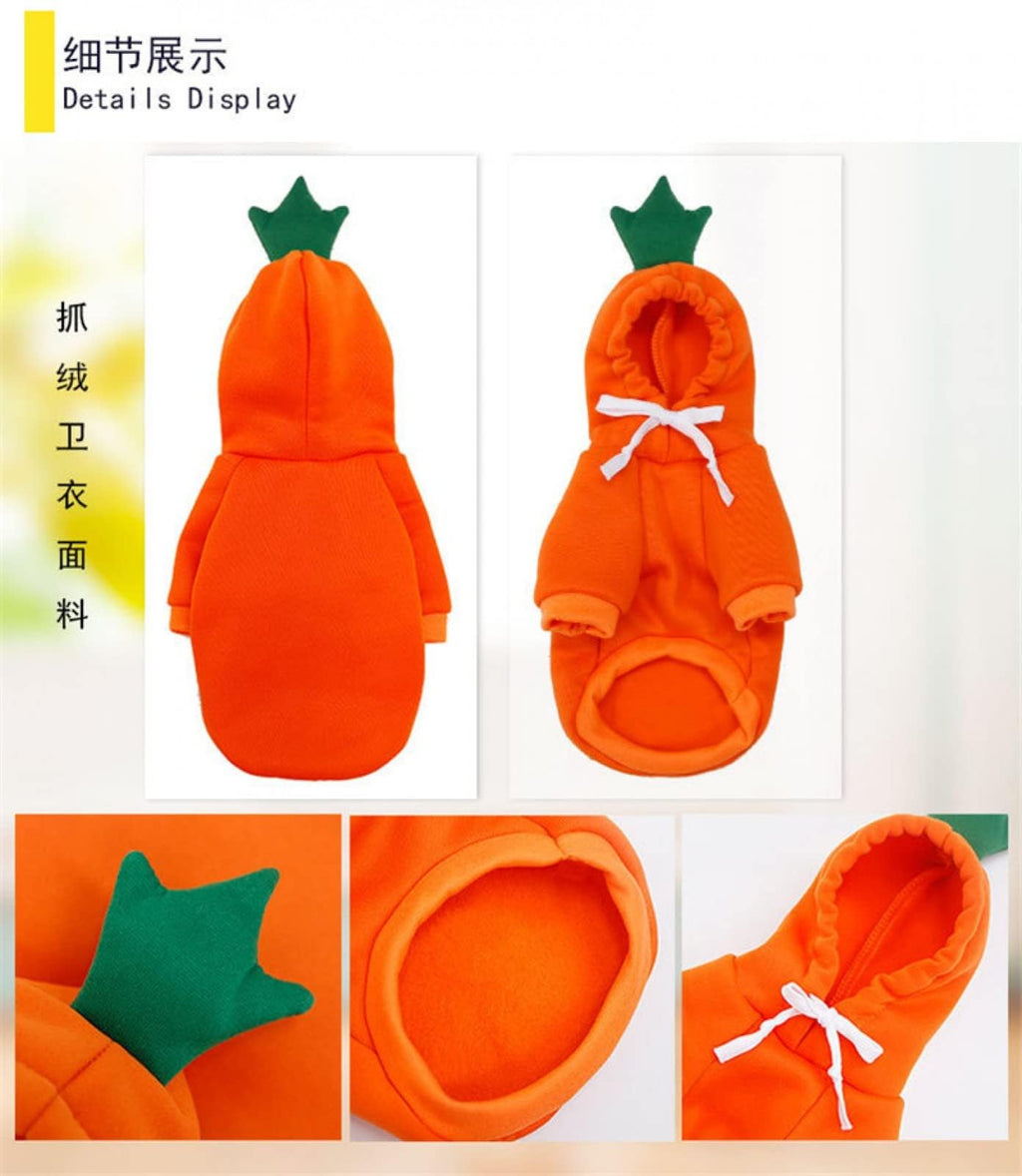 Warm Dog Winter Clothes Cute Fruit Dog Coat Hoodies Fleece Pet Dogs Costume Jacket for French Bulldog Chihuahua Ropa para Perro(Orange,XL)