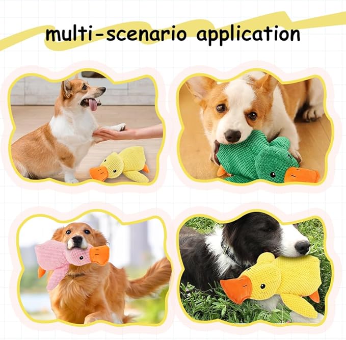 2025 Upgraded Dog Toys, New Durable Calming Duck Toys, Dog Toys for Aggressive Chewers with Soft Squeaker, Fun for Indoor Puppies and Senior Pups (Green, XL-14.9 * 17.7in)