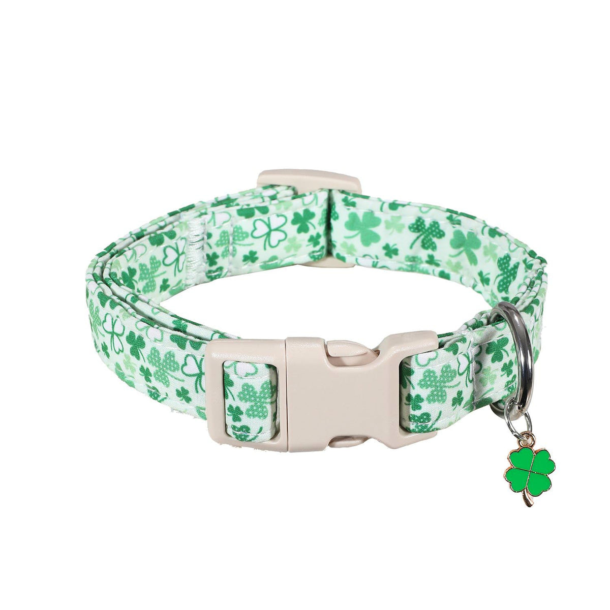 Britwicfr Green Dog Collar, Cute Spring Theme Dog Collar with Green Clover Print for Small Dogs, Small Puppy Collar for Girl Dogs & Boy Dogs, S