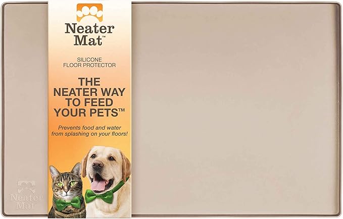 Neater Pet Brands Neater Mat Pet Mats for Food and Water, Cat & Dog Bowl Mat Waterproof Silicone, Feeding Tray, Dog Food Mats for Floors, Placemat w/Raised Edge for Under Bowls, 24" x 16"