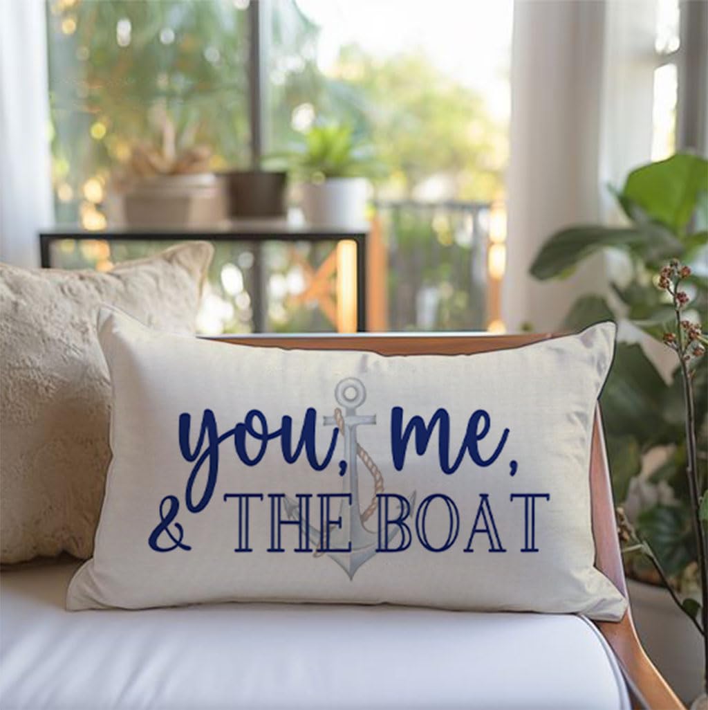 PANDICORN Lake Throw Pillow Cover 12x20 Inch, You Me and The Boat
